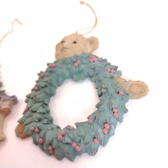 Christmas Ornaments Wreath and Bears Lot of 2 - Picture 13 of 16